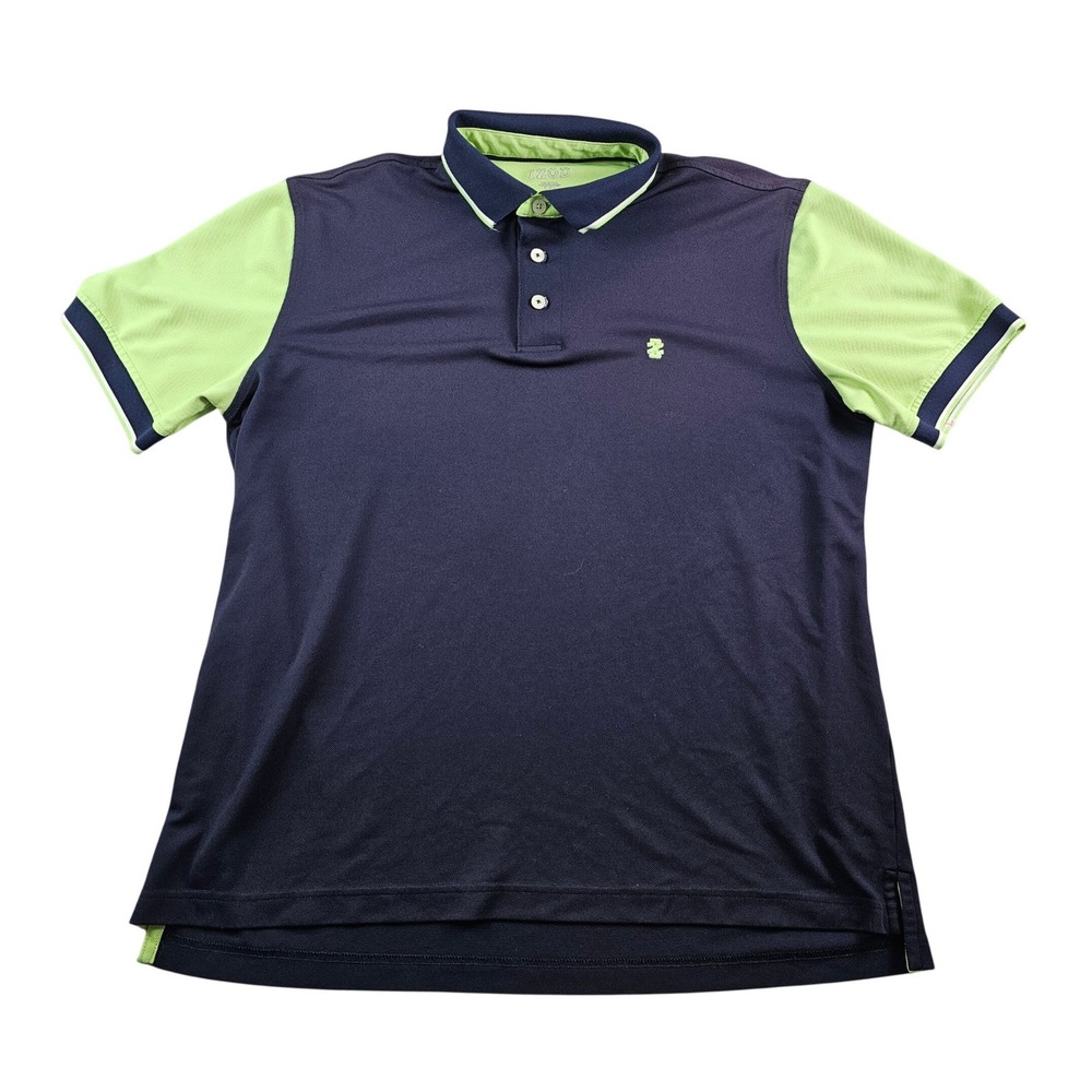 IZOD Polo Logo Golf Shirt Men's LG Navy Green Casual Short Sleeve